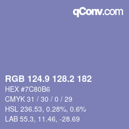 Color code: RGB 124.9 128.2 182 | qconv.com