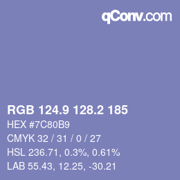 カラーコード: RGB 124.9 128.2 185 | qconv.com