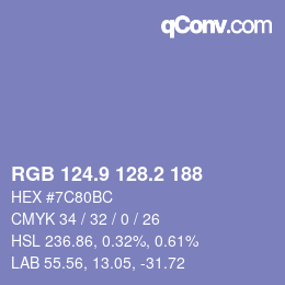 Color code: RGB 124.9 128.2 188 | qconv.com