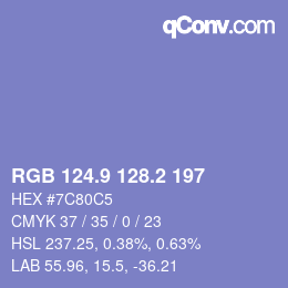 カラーコード: RGB 124.9 128.2 197 | qconv.com