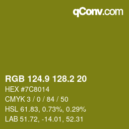 カラーコード: RGB 124.9 128.2 20 | qconv.com