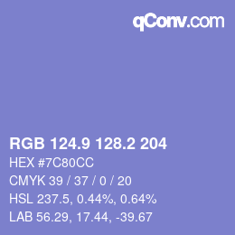 カラーコード: RGB 124.9 128.2 204 | qconv.com
