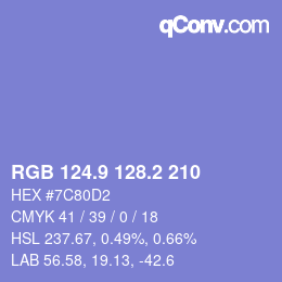 カラーコード: RGB 124.9 128.2 210 | qconv.com
