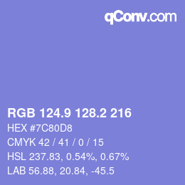 カラーコード: RGB 124.9 128.2 216 | qconv.com