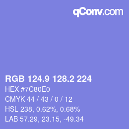 カラーコード: RGB 124.9 128.2 224 | qconv.com