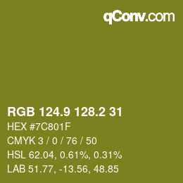 カラーコード: RGB 124.9 128.2 31 | qconv.com