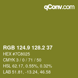 カラーコード: RGB 124.9 128.2 37 | qconv.com