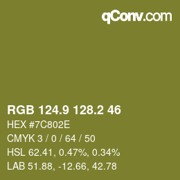 Color code: RGB 124.9 128.2 46 | qconv.com