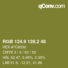 カラーコード: RGB 124.9 128.2 48 | qconv.com
