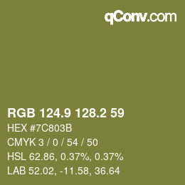 カラーコード: RGB 124.9 128.2 59 | qconv.com