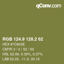 カラーコード: RGB 124.9 128.2 62 | qconv.com