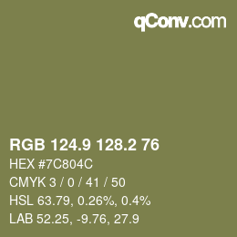 カラーコード: RGB 124.9 128.2 76 | qconv.com