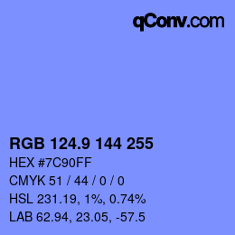 カラーコード: RGB 124.9 144 255 | qconv.com