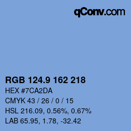 カラーコード: RGB 124.9 162 218 | qconv.com