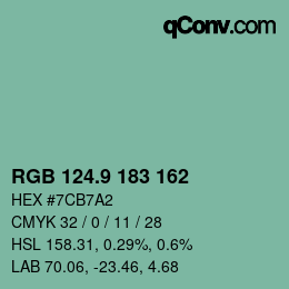カラーコード: RGB 124.9 183 162 | qconv.com