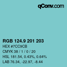 Color code: RGB 124.9 201 203 | qconv.com