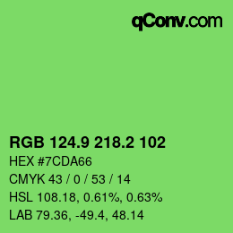 カラーコード: RGB 124.9 218.2 102 | qconv.com