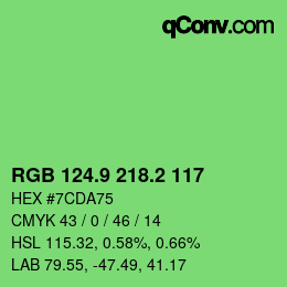 カラーコード: RGB 124.9 218.2 117 | qconv.com