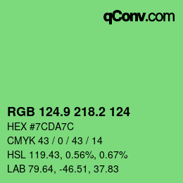 カラーコード: RGB 124.9 218.2 124 | qconv.com