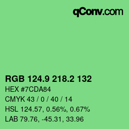カラーコード: RGB 124.9 218.2 132 | qconv.com