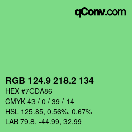 カラーコード: RGB 124.9 218.2 134 | qconv.com