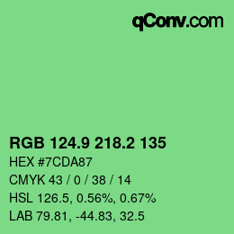 カラーコード: RGB 124.9 218.2 135 | qconv.com