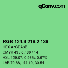 カラーコード: RGB 124.9 218.2 139 | qconv.com