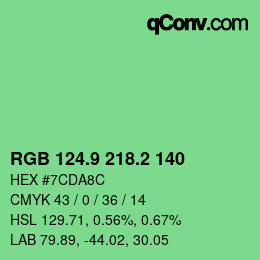 カラーコード: RGB 124.9 218.2 140 | qconv.com