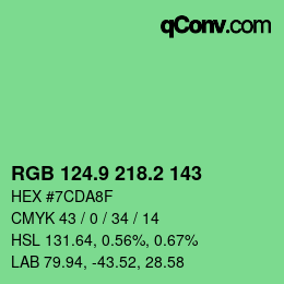 カラーコード: RGB 124.9 218.2 143 | qconv.com