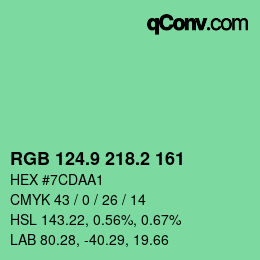 カラーコード: RGB 124.9 218.2 161 | qconv.com