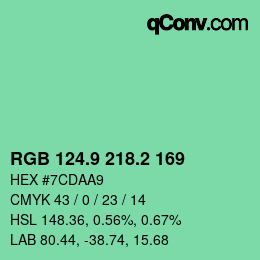 カラーコード: RGB 124.9 218.2 169 | qconv.com