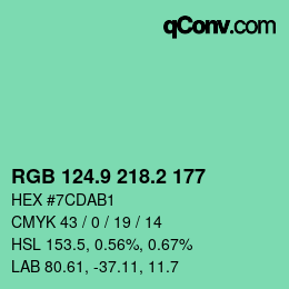 カラーコード: RGB 124.9 218.2 177 | qconv.com