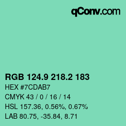 カラーコード: RGB 124.9 218.2 183 | qconv.com