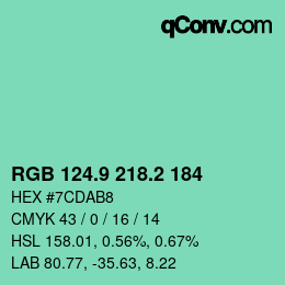 カラーコード: RGB 124.9 218.2 184 | qconv.com