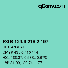 Color code: RGB 124.9 218.2 197 | qconv.com