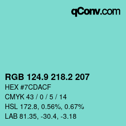Color code: RGB 124.9 218.2 207 | qconv.com