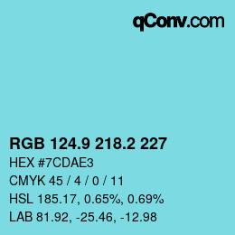 Color code: RGB 124.9 218.2 227 | qconv.com