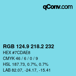 Color code: RGB 124.9 218.2 232 | qconv.com