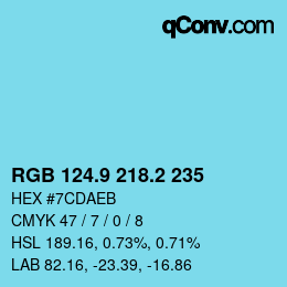 Color code: RGB 124.9 218.2 235 | qconv.com