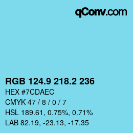 Color code: RGB 124.9 218.2 236 | qconv.com