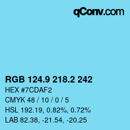 Color code: RGB 124.9 218.2 242 | qconv.com