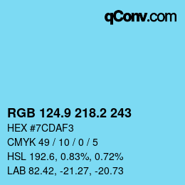 カラーコード: RGB 124.9 218.2 243 | qconv.com