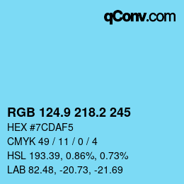 Color code: RGB 124.9 218.2 245 | qconv.com