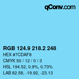 カラーコード: RGB 124.9 218.2 248 | qconv.com