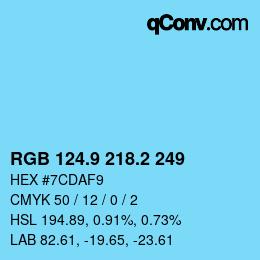Color code: RGB 124.9 218.2 249 | qconv.com