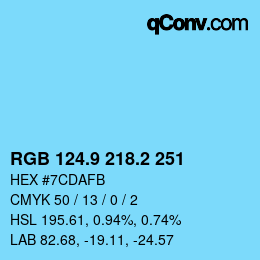 Color code: RGB 124.9 218.2 251 | qconv.com