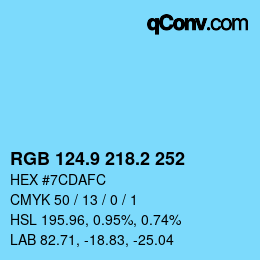 Color code: RGB 124.9 218.2 252 | qconv.com