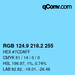 Color code: RGB 124.9 218.2 255 | qconv.com