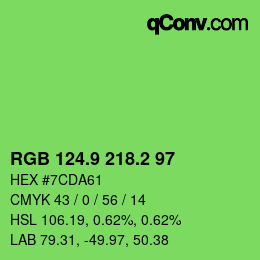 カラーコード: RGB 124.9 218.2 97 | qconv.com