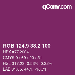 カラーコード: RGB 124.9 38.2 100 | qconv.com